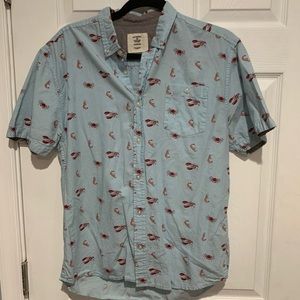 Shrimp and lobster print button down